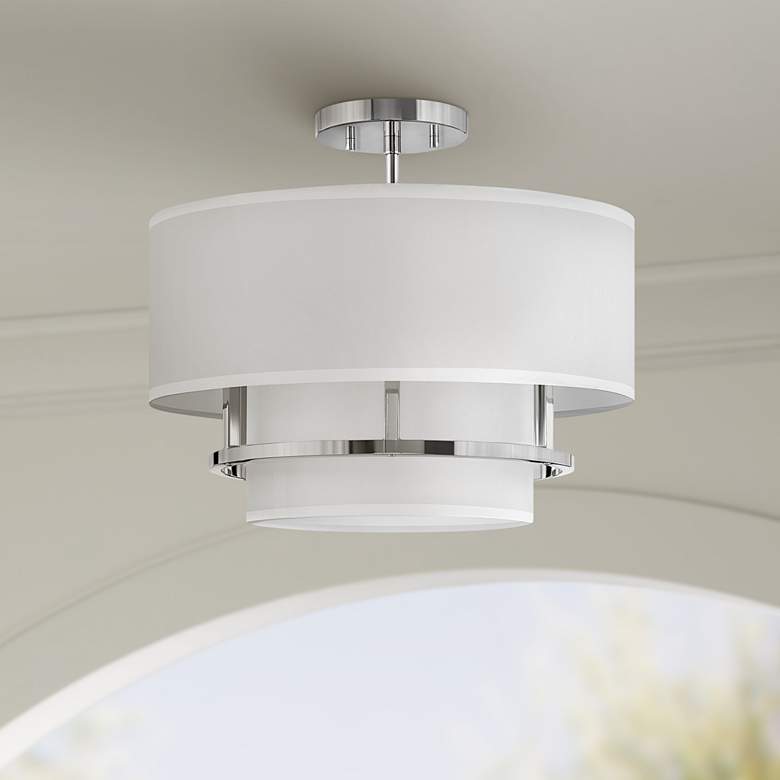 Image 1 Hinkley Graham 16 inch Wide Polished Nickel 3 Light Ceiling Light