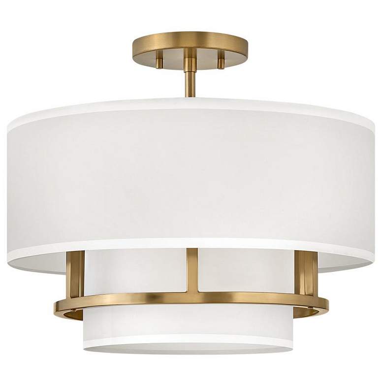 Image 1 Hinkley Graham 16"W Lacquered Brass 3-Light Ceiling Light