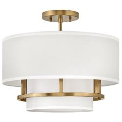 Hinkley Graham 16"W Lacquered Brass 3-Light Ceiling Light