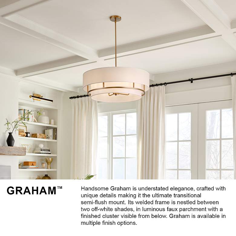 Image 7 Hinkley Graham 16"W Lacquered Brass 3-Light Ceiling Light more views