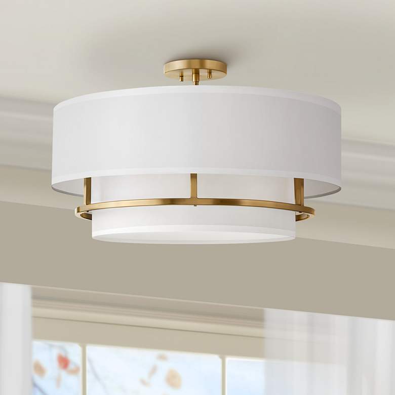Image 1 Hinkley Graham 23 inch Wide Lacquered Brass 4 Light Ceiling Light