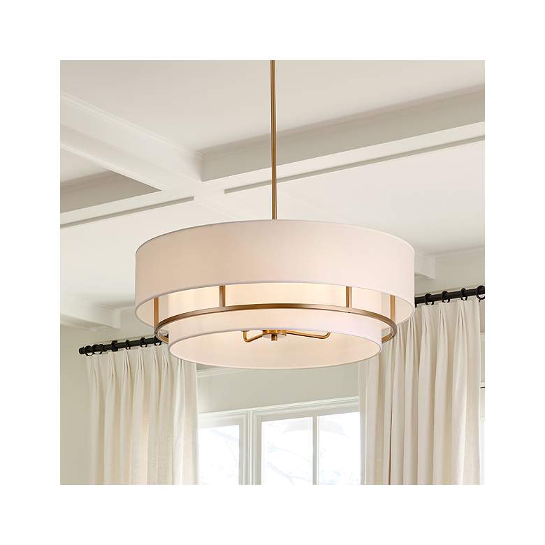 Image 1 Hinkley Graham 30" Wide Lacquered Brass Metal Ceiling Light