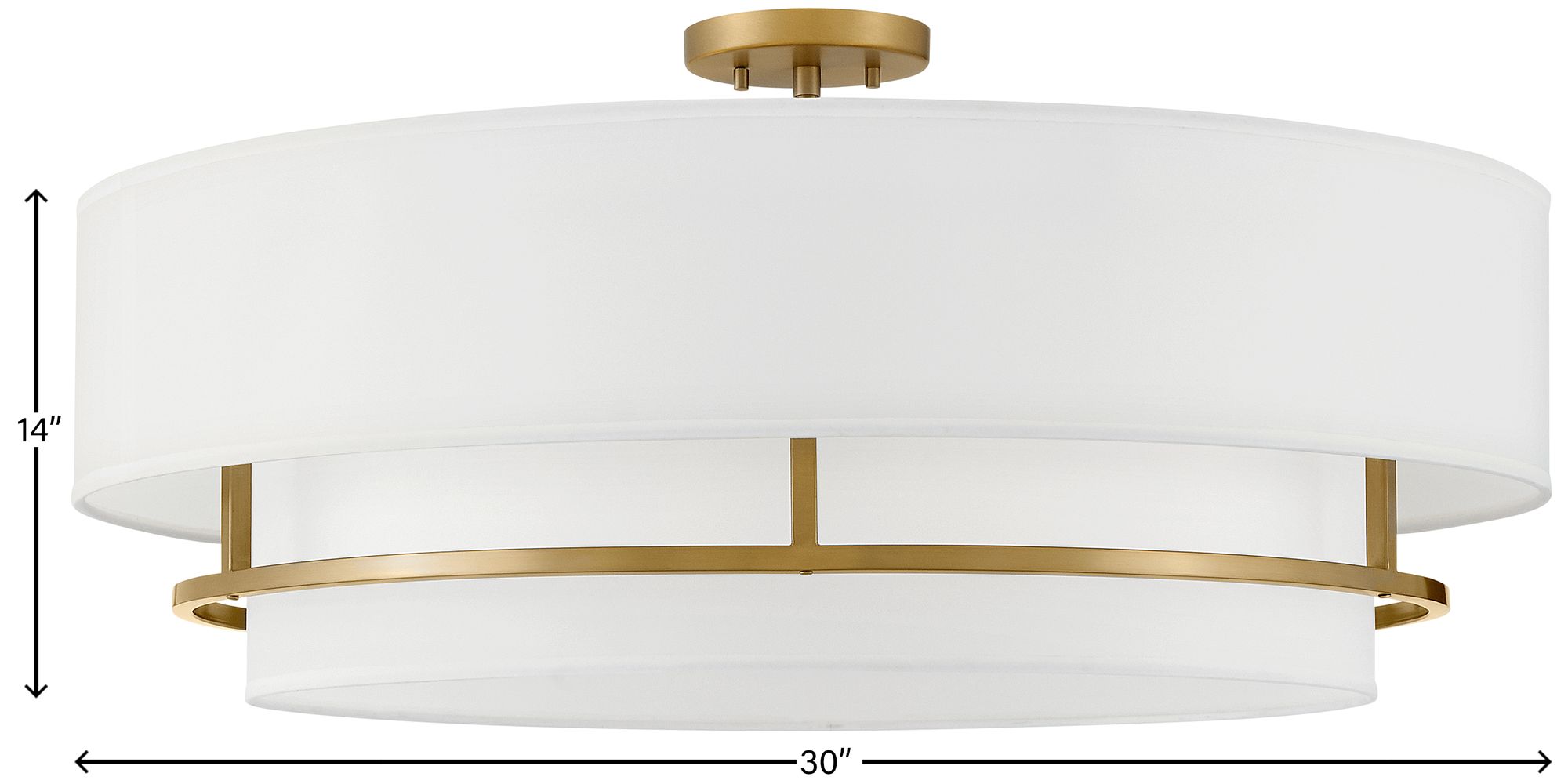 Hinkley Graham 30" Wide Lacquered Brass Metal Ceiling Light