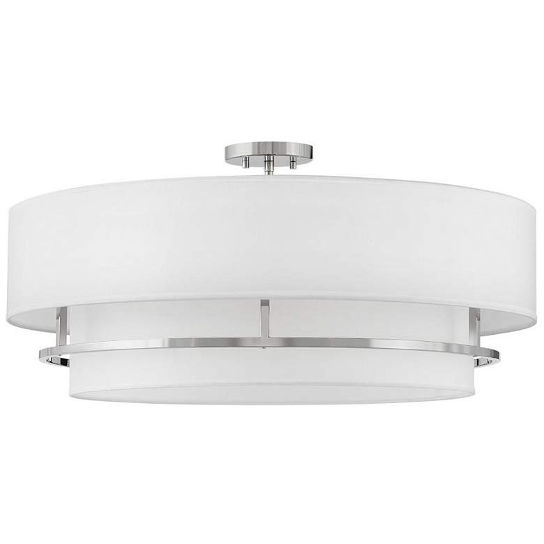 Image 1 Hinkley Graham 30" Wide Nickel and White Glass Ceiling Light