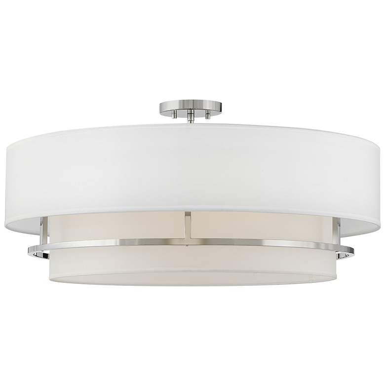 Image 3 Hinkley Graham 30" Wide Nickel and White Glass Ceiling Light more views