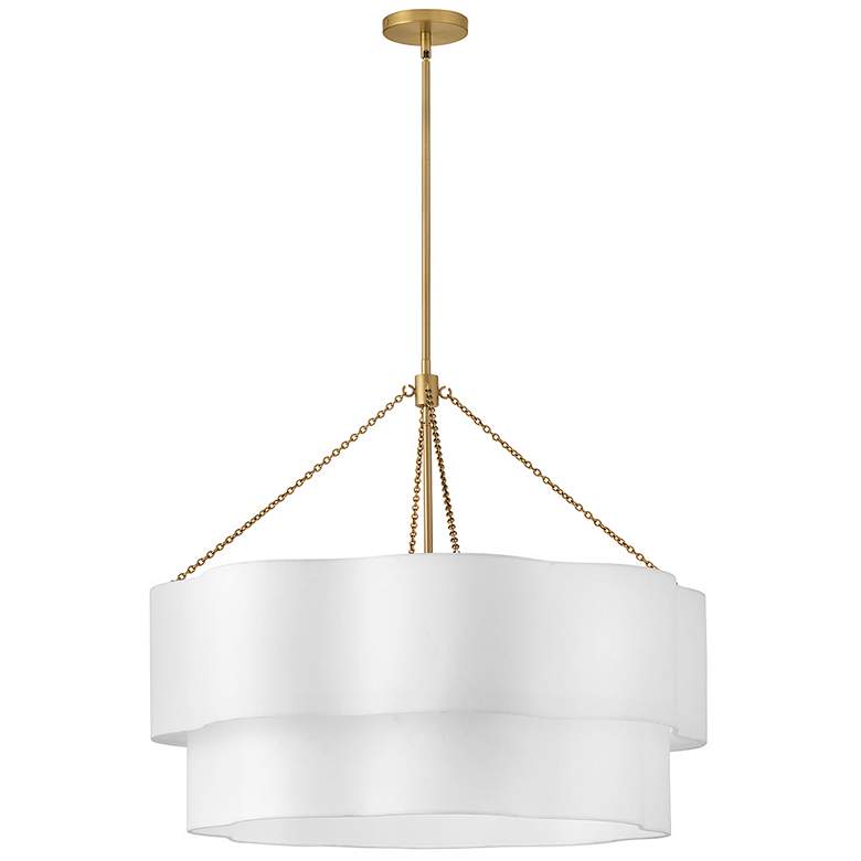 Image 2 Hinkley Gwen 32" Wide Lacquered Brass 2-Tier Drum Chandelier more views