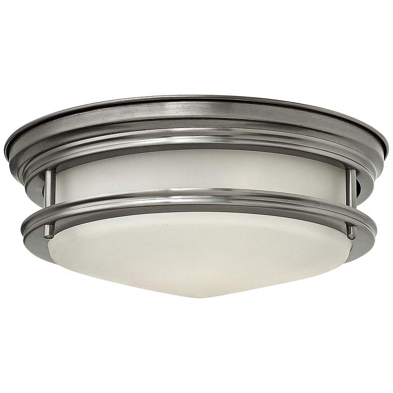 Image 2 Hinkley Hadley 12" Wide Antique Nickel Opal Ceiling Light
