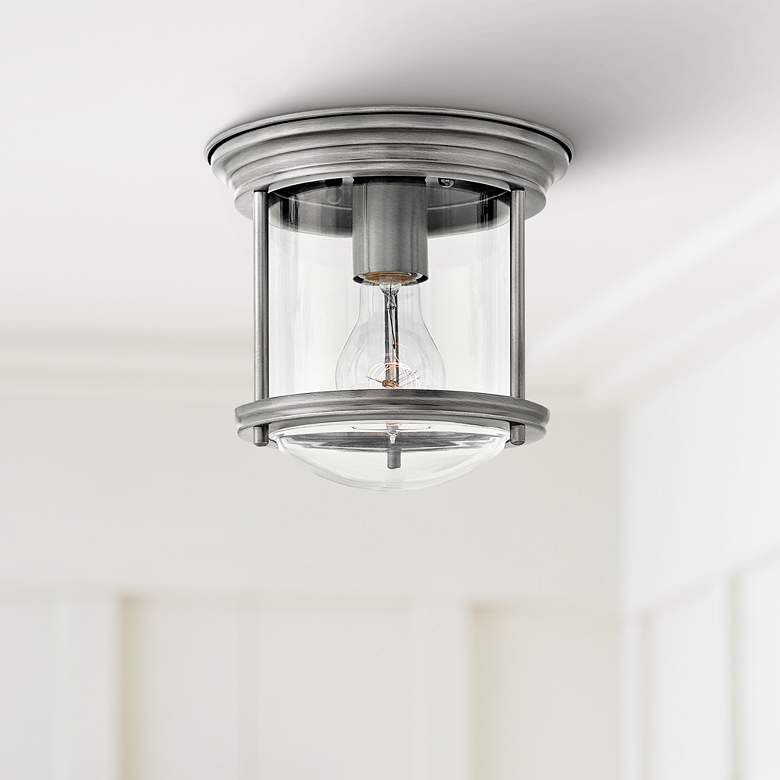 Image 1 Hinkley Hadley 7 3/4" Wide Antique Nickel Ceiling Light