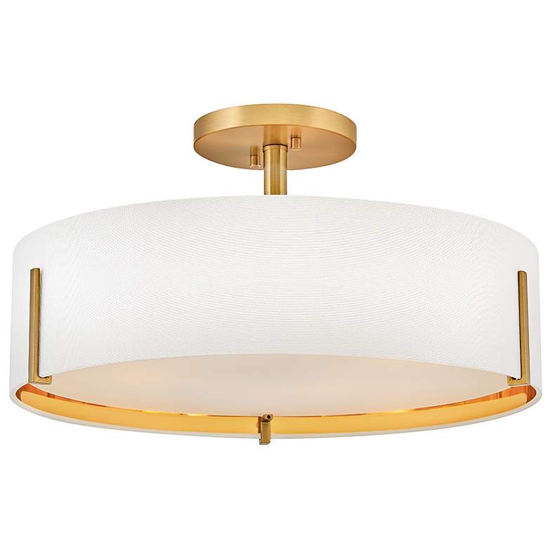 Image 1 Hinkley Halle 19 1/2"W Lacquered Brass Drum Ceiling Light