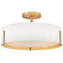 1_Hinkley Halle 19 1/2"W Lacquered Brass Drum Ceiling Light