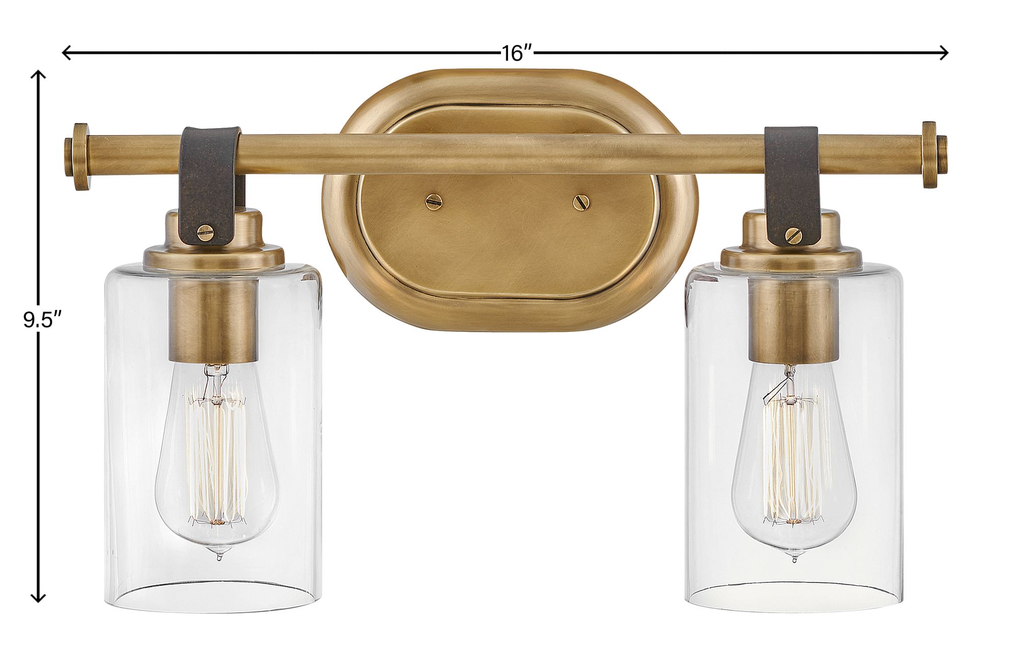 Hinkley Halstead 16" Wide Heritage Brass 2-Light Bath Light