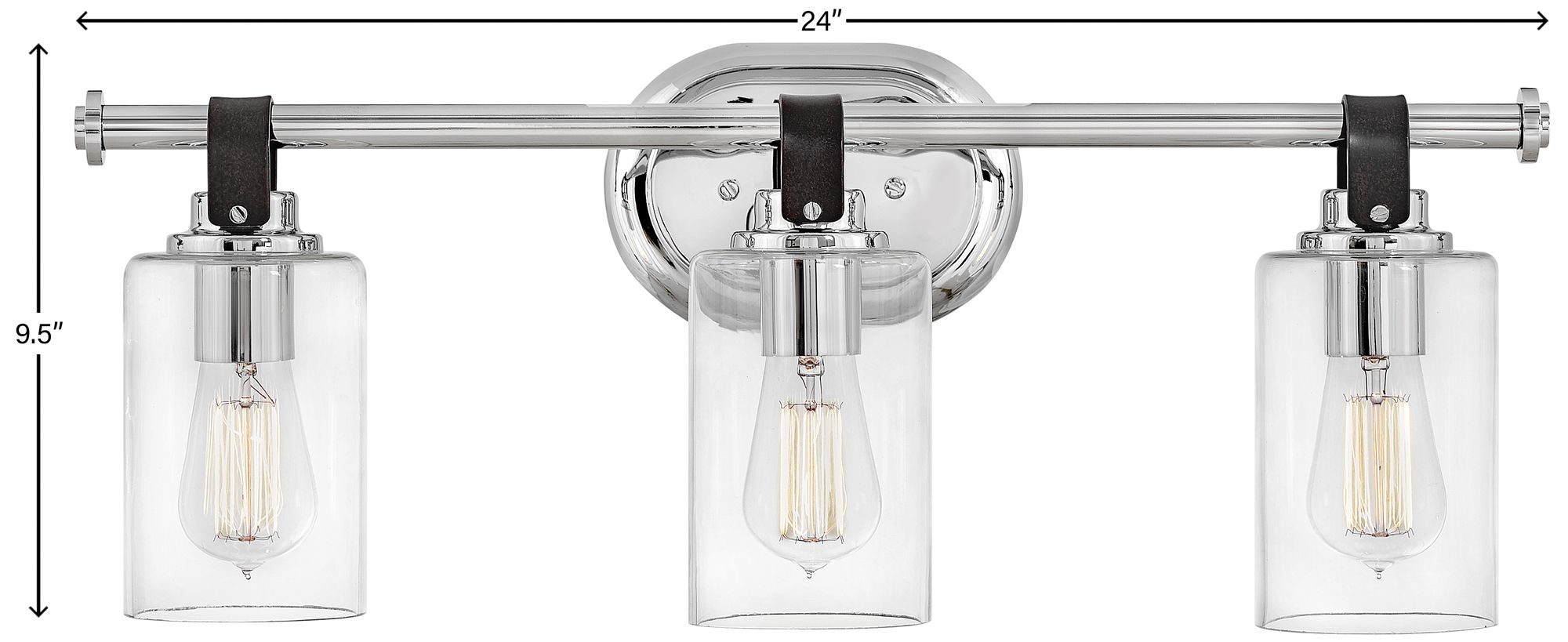 Hinkley Halstead 24" Wide Chrome 3-Light Vanity Bath Light