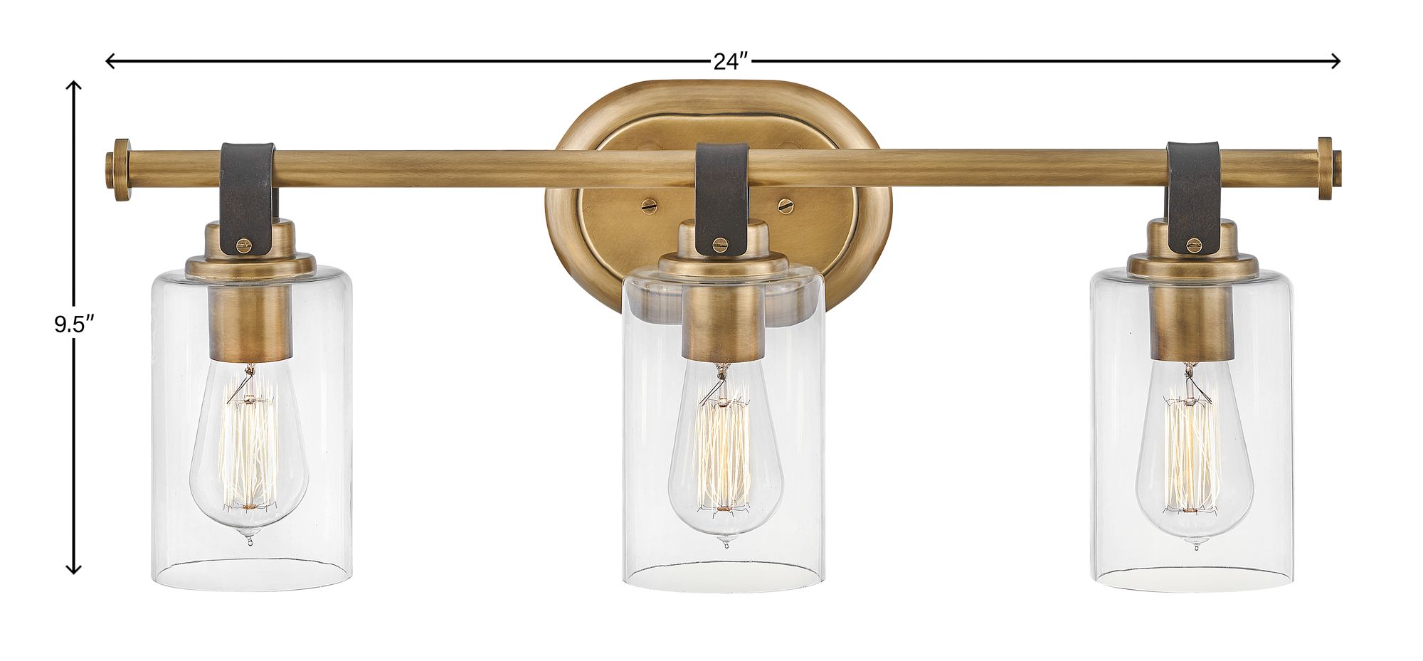 Hinkley Halstead 24" Wide Heritage Brass 3-Light Bath Light