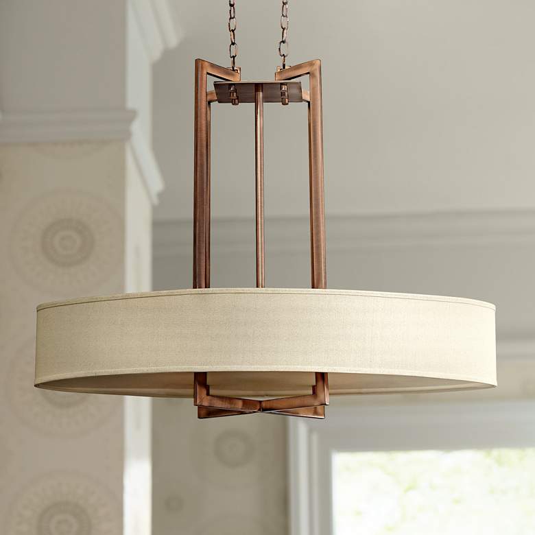Image 1 Hinkley Hampton 40" Wide Modern Linen Drum Shade Pendant Light