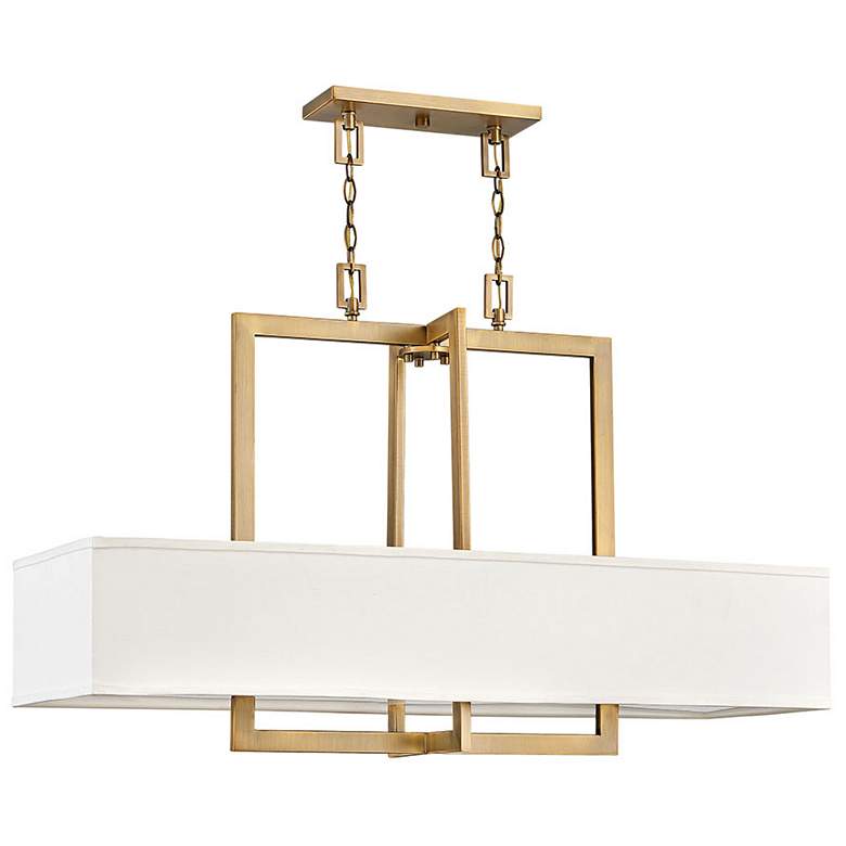 Image 1 Hinkley Hampton 42" Wide 4-Light Linen and Bronze Linear Chandelier