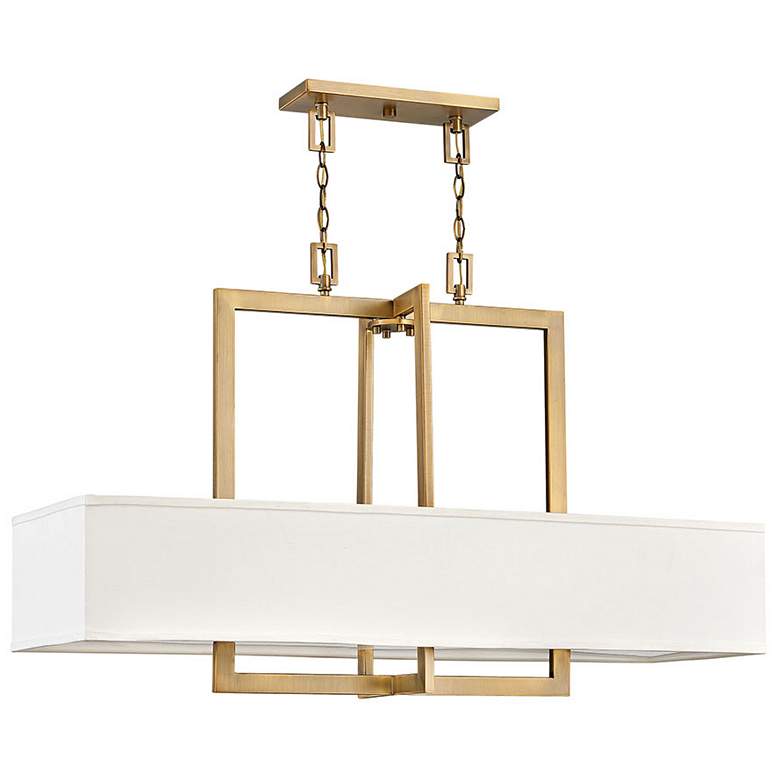 Image 1 Hinkley Hampton 42 inch Wide 4-Light Linen and Bronze Linear Chandelier