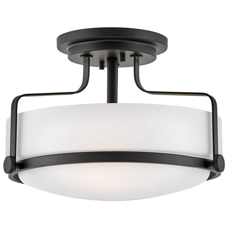 Image 1 Hinkley Harper 14 1/2" Wide Black and Opal Glass Ceiling Light