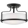 1_Hinkley Harper 14 1/2" Wide Black and Opal Glass Ceiling Light