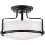 2_Hinkley Harper 14 1/2" Wide Black and Opal Glass Ceiling Light more views