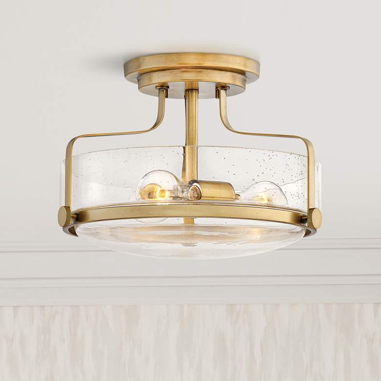 Image 1 Hinkley Harper 14 1/2" Wide Heritage Brass 3-Light Ceiling Light