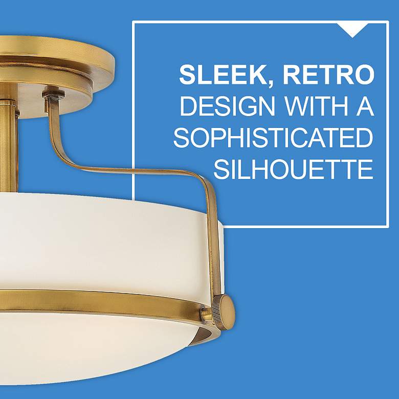 Image 7 Hinkley Harper 14" Wide Brass and White Glass Semi-Flush Ceiling Light more views