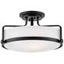 1_Hinkley Harper 18" Wide Black Finish Opal Glass Ceiling Light