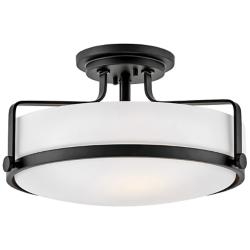 Hinkley Harper 18" Wide Black Finish Opal Glass Ceiling Light