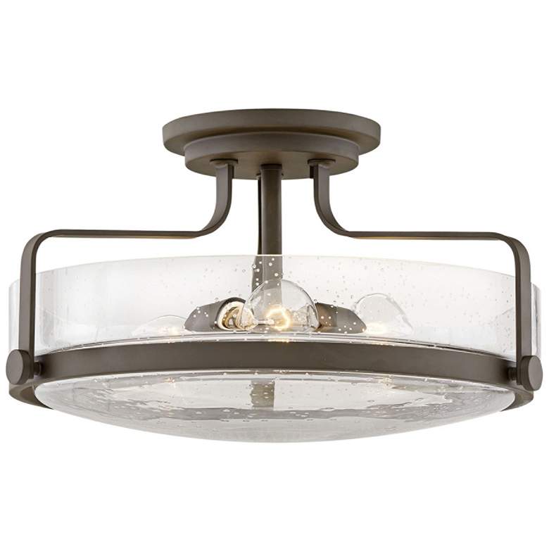 Image 2 Hinkley Harper 18" Wide Bronze and Seeded Glass Ceiling Light