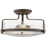 Hinkley Harper 18" Wide Bronze and Seeded Glass Ceiling Light