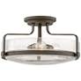 2_Hinkley Harper 18" Wide Bronze and Seeded Glass Ceiling Light
