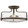 Hinkley Harper 18" Wide Bronze and Seeded Glass Ceiling Light
