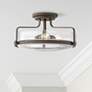 1_Hinkley Harper 18" Wide Bronze and Seeded Glass Ceiling Light
