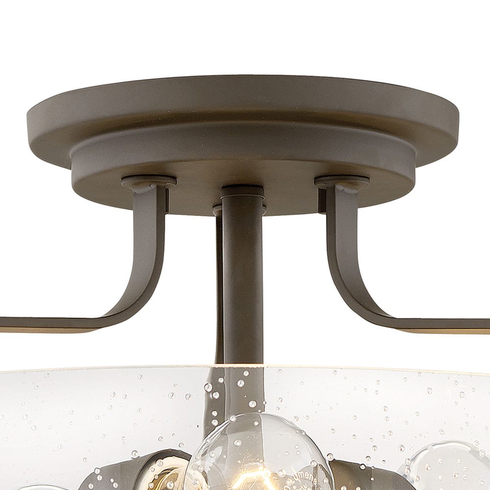 Hinkley Harper 18" Wide Bronze and Seeded Glass Ceiling Light