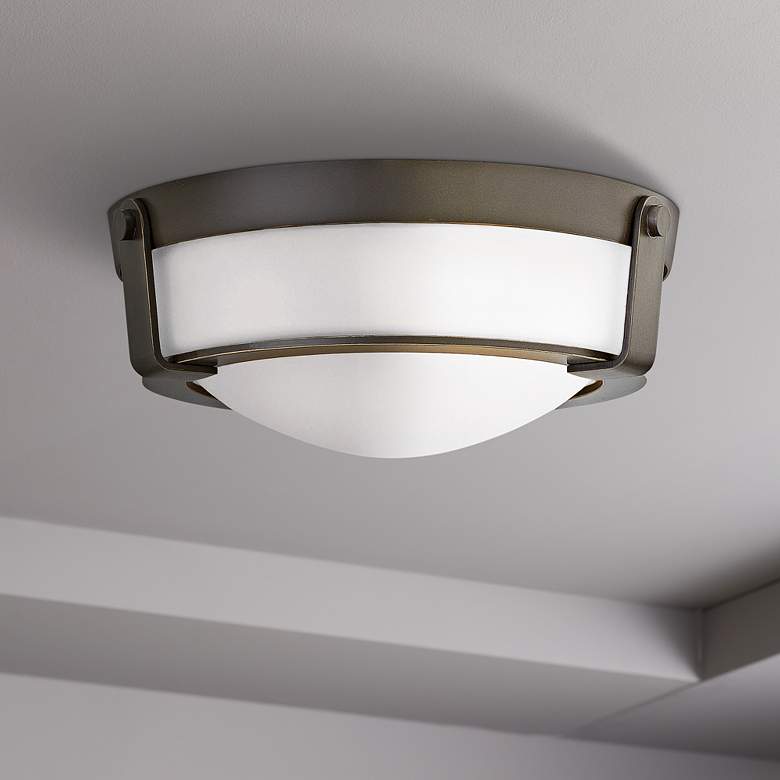 Image 1 Hinkley Hathaway 13"W Olde Bronze Etched Ceiling Light