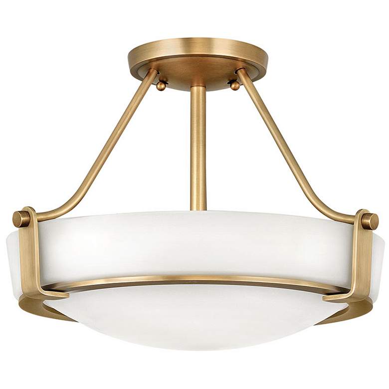 Image 1 Hinkley Hathaway 16" Heritage Brass White Glass Bowl Ceiling Light