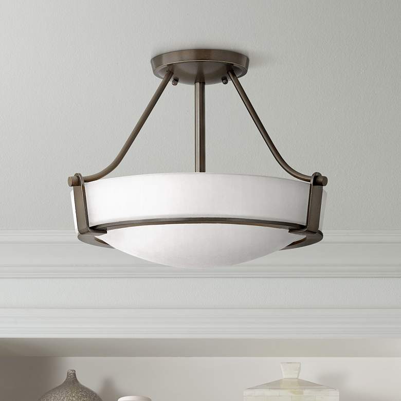 Image 1 Hinkley Hathaway 16"W Olde Bronze Etched Ceiling Light