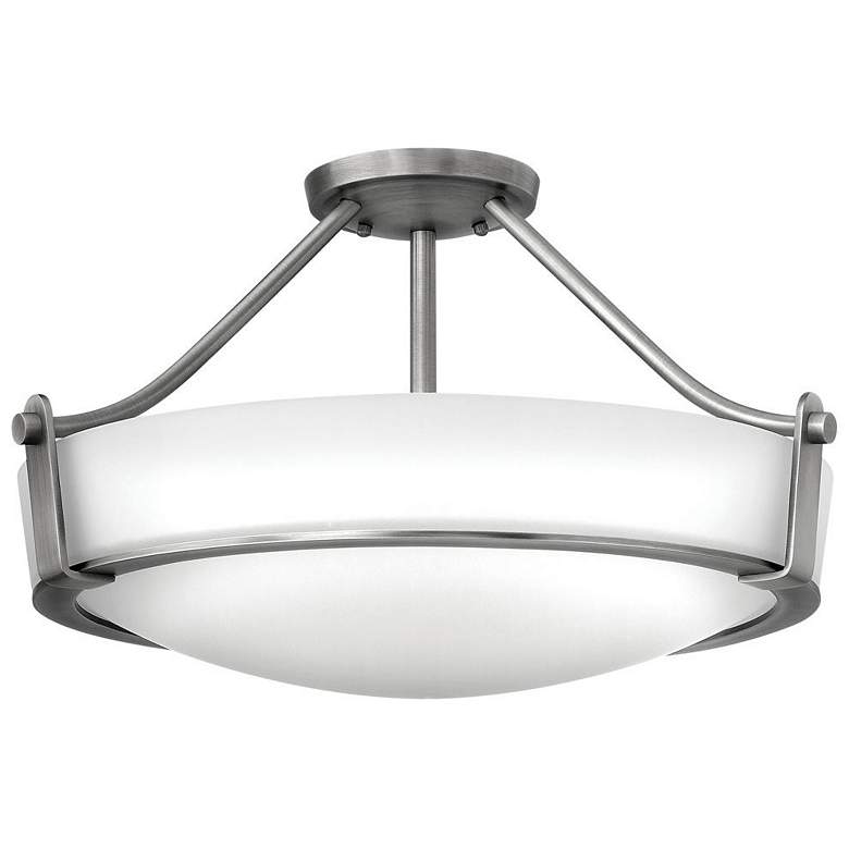 Image 1 Hinkley Hathaway 20 3/4" Wide Glass Bowl Antique Nickel Ceiling Light