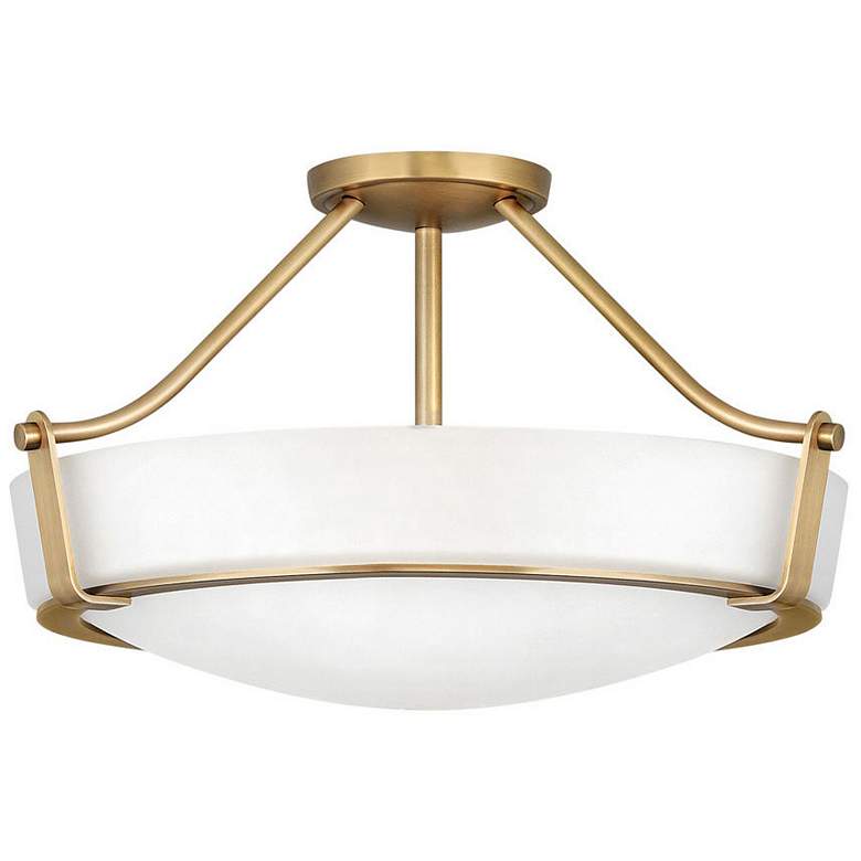 Image 1 Hinkley Hathaway 20 3/4" Wide Heritage Brass White Glass Ceiling Light