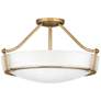 1_Hinkley Hathaway 20 3/4" Wide Heritage Brass White Glass Ceiling Light