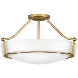 Hinkley Hathaway 20 3/4" Wide Heritage Brass White Glass Ceiling Light