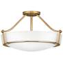 2_Hinkley Hathaway 20 3/4" Wide Heritage Brass White Glass Ceiling Light more views