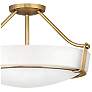 3_Hinkley Hathaway 20 3/4" Wide Heritage Brass White Glass Ceiling Light more views