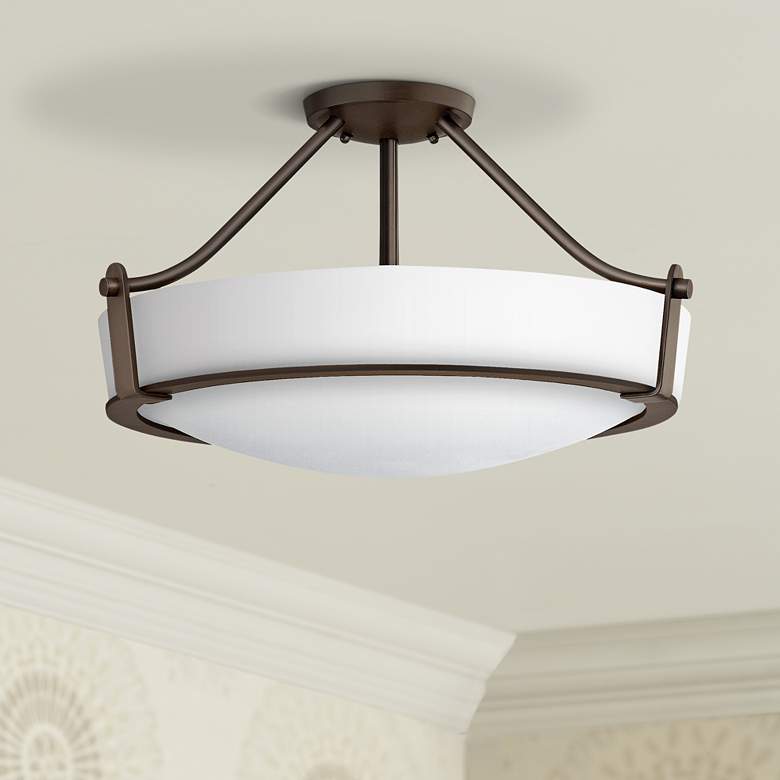 Image 1 Hinkley Hathaway 20 3/4" Wide Olde Bronze Etched Ceiling Light
