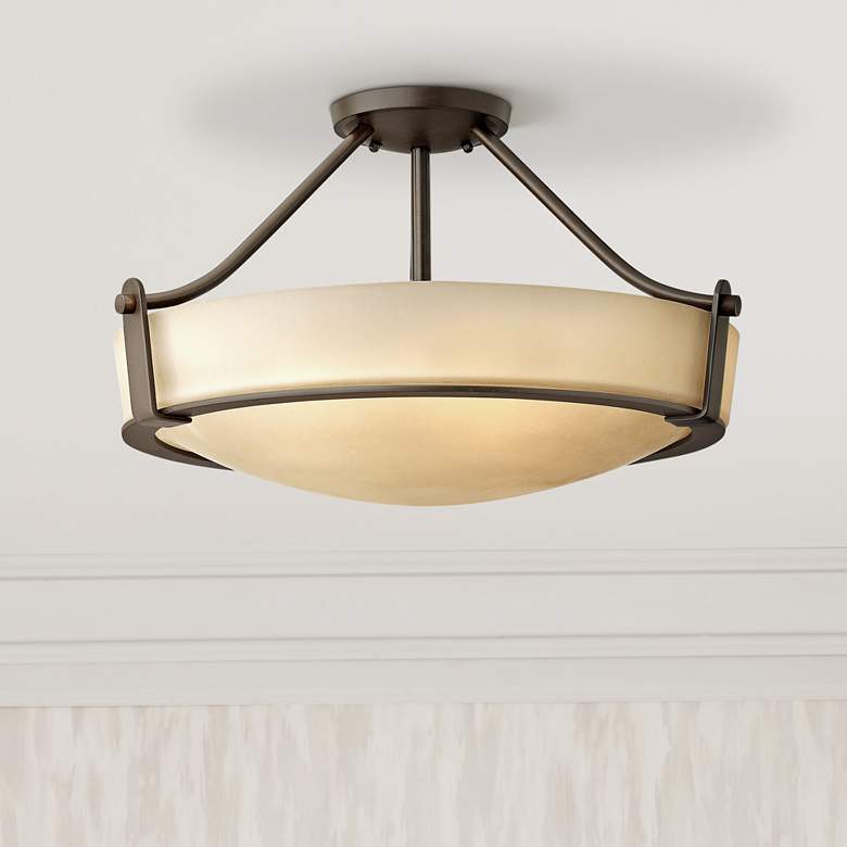 Image 1 Hinkley Hathaway 20 3/4"W Olde Bronze Amber Ceiling Light