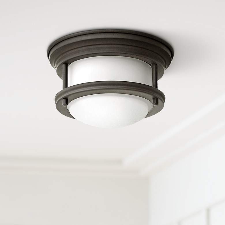 Image 1 Hinkley Hathaway 7 3/4" Wide LED Oiled Bronze Button Ceiling Light