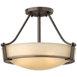 Hinkley Hathaway Olde Bronze 16&quot; Wide Amber Glass Ceiling Light