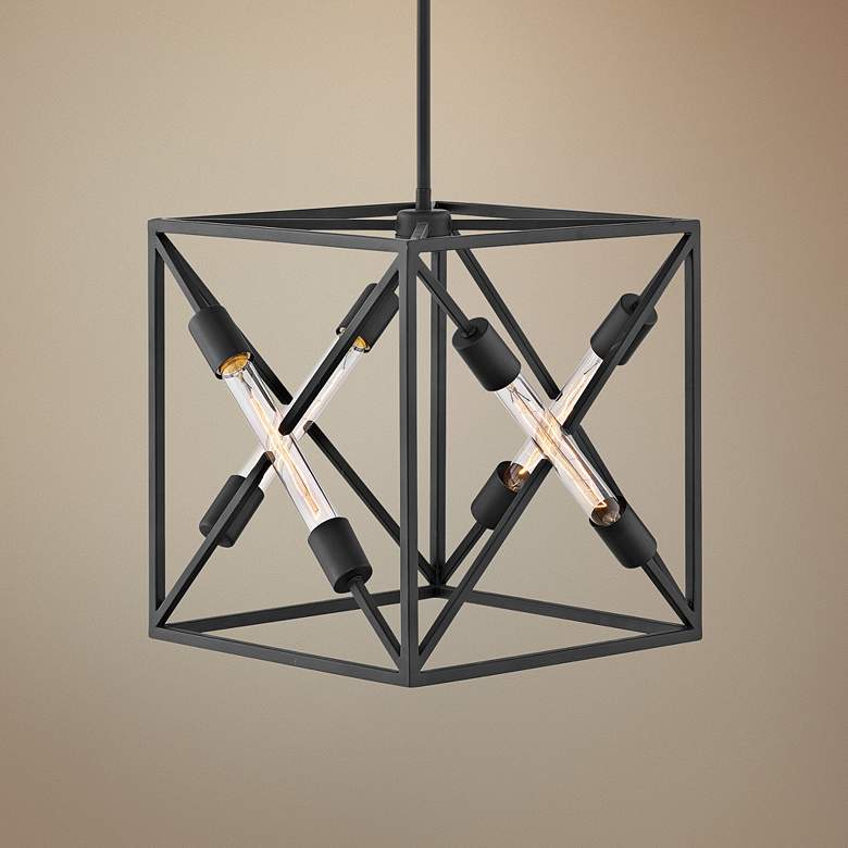 Image 1 Hinkley Hewitt 15 1/4" Wide Satin Black 4-Light Pendant