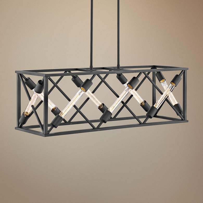 Image 1 Hinkley Hewitt 37 inchW Satin Black Kitchen Island Light Pendant