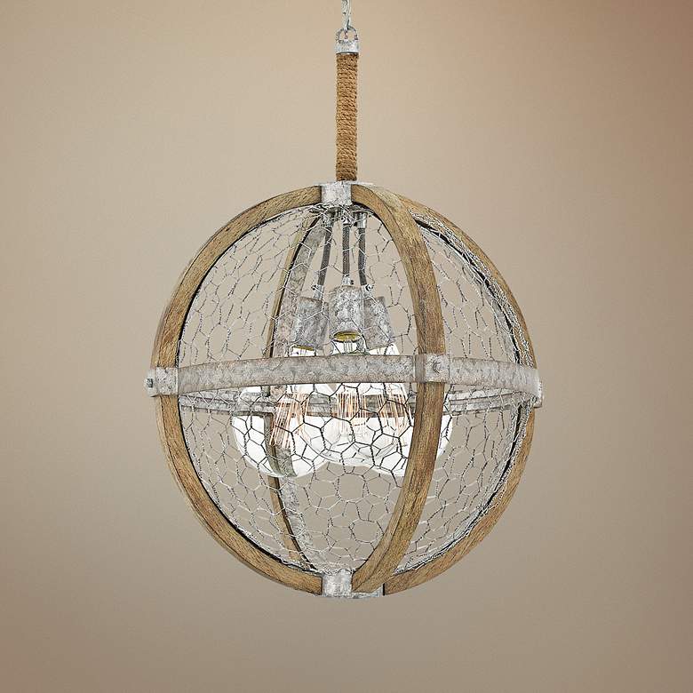 Image 1 Hinkley Heywood 19" Wide Weathered Zinc 3-Light Orb Pendant