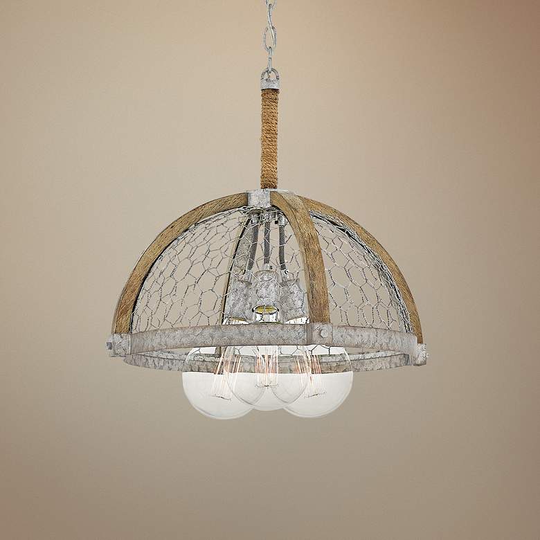 Image 1 Hinkley Heywood 19 inch Wide Weathered Zinc 3-Light Pendant